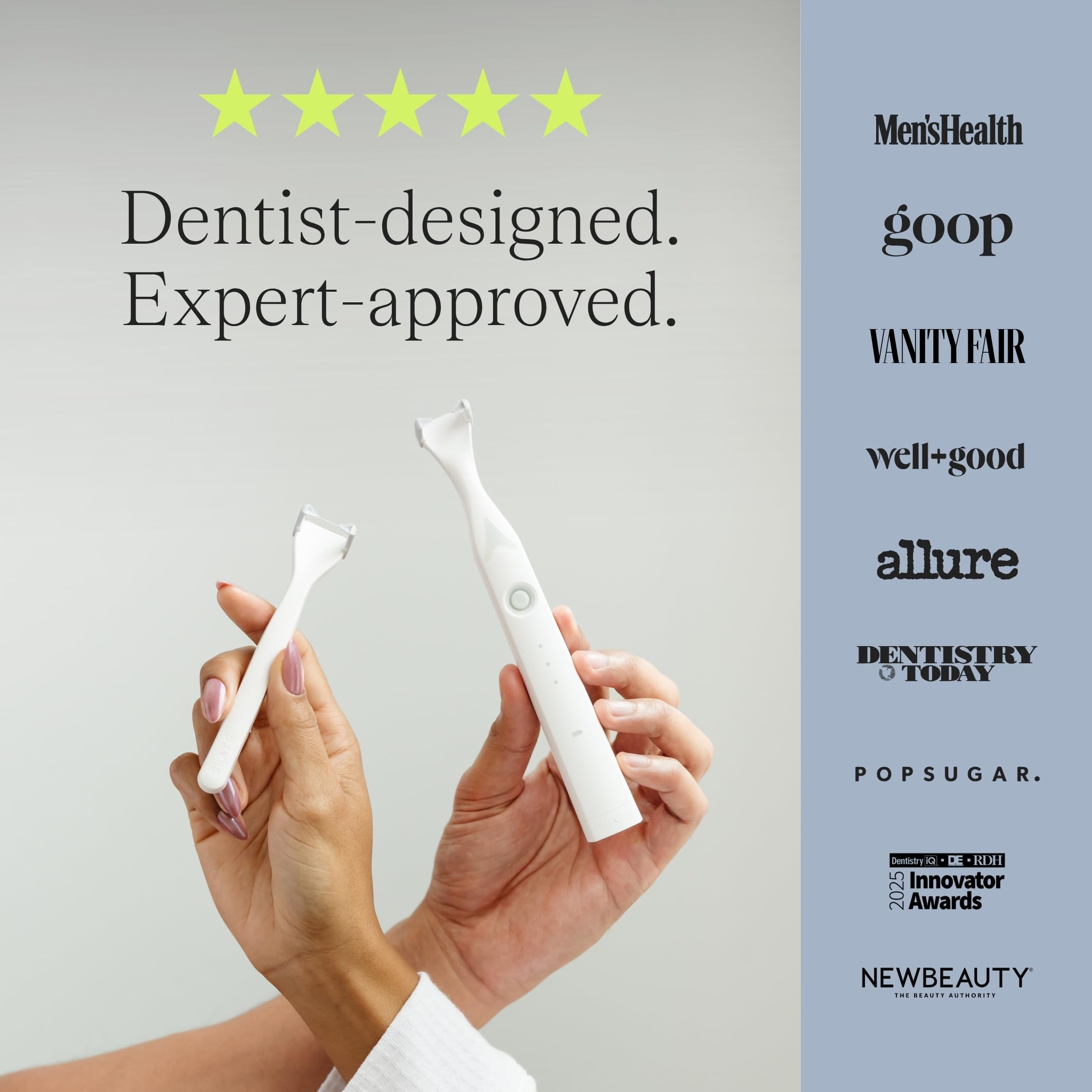 Slate Complete Clean Bundle - Filo interdentale elettrico ricaricabile, 2 mini filo interdentale + testine riutilizzabili | Sistema 3 in 1 inventato dal dentista | Atossico e privo di PFAS