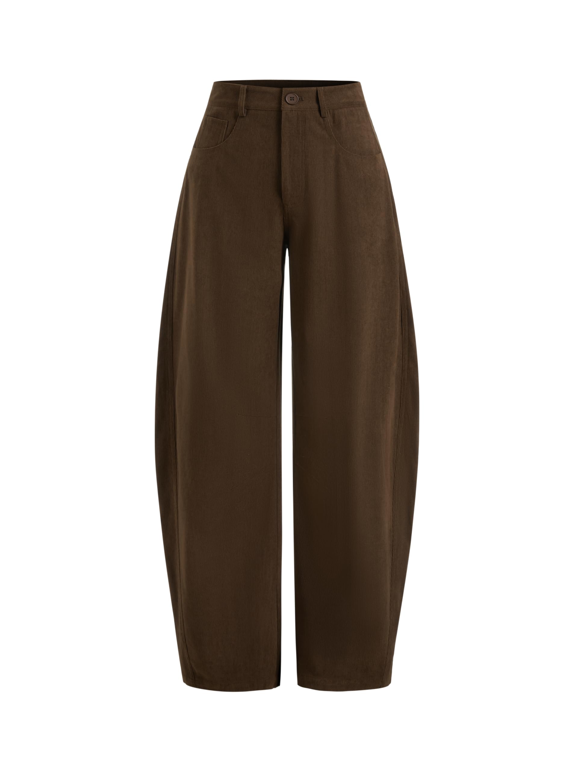 CIDER Corduroy Pants Women Barrel Leg Trousers Mid Waist Pocket Casual Solid Long Pants Wide Leg Trendy
