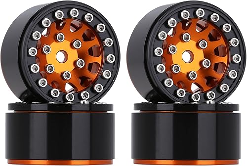 Miniatura 10 de INJORA Llantas de rueda 1.0 RC Metal Beadlock Ruedas para AX24 1/18 TRX4M All 1/24 Escala Axial SCX24 Deadbolt RC Crawler Accesorios de Rojo