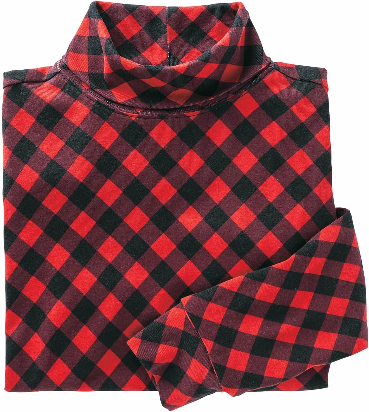 AmeriMark Printed Turtleneck Top- Women's Long Sleeve Cotton/Polyester Knit Pullover Shirt