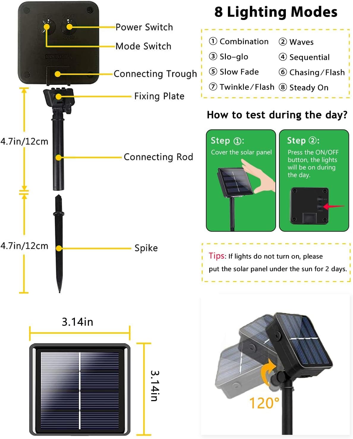 4 Pack 400 LED Solar String Lights for Outside, Solar Christmas Lights Outdoor with 8 Lighting Modes, Waterproof Green Wire Solar Powered Tree Light for Xmas Party Yard Garden Decorations (Warm White)