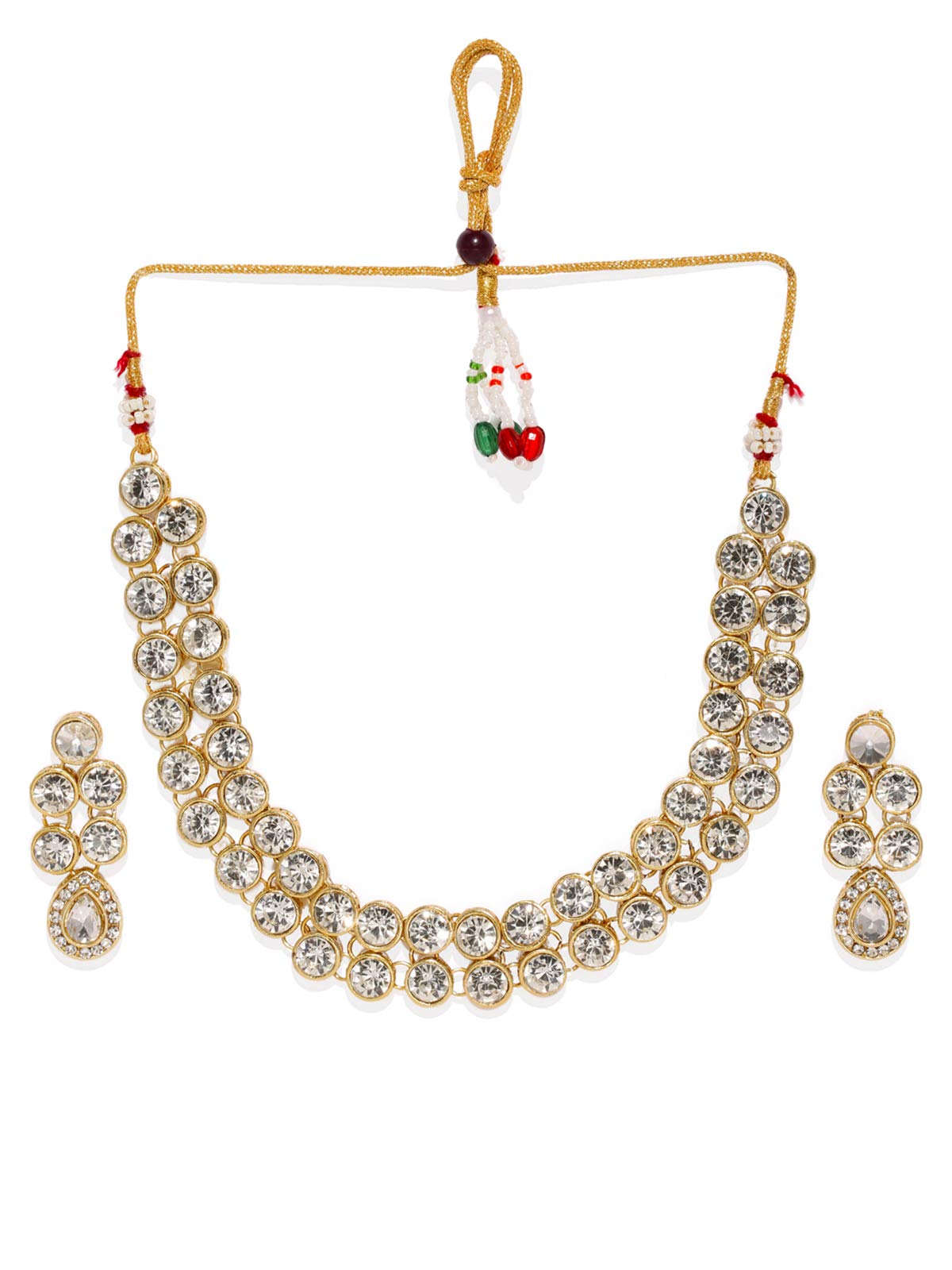 ZAVERI PEARLS Gold Tone Ethnic Choker Stones Studded Necklace Set For Women-ZPFK8876 (B07XB4ZY85) Amazon Price History, Amazon Price Tracker