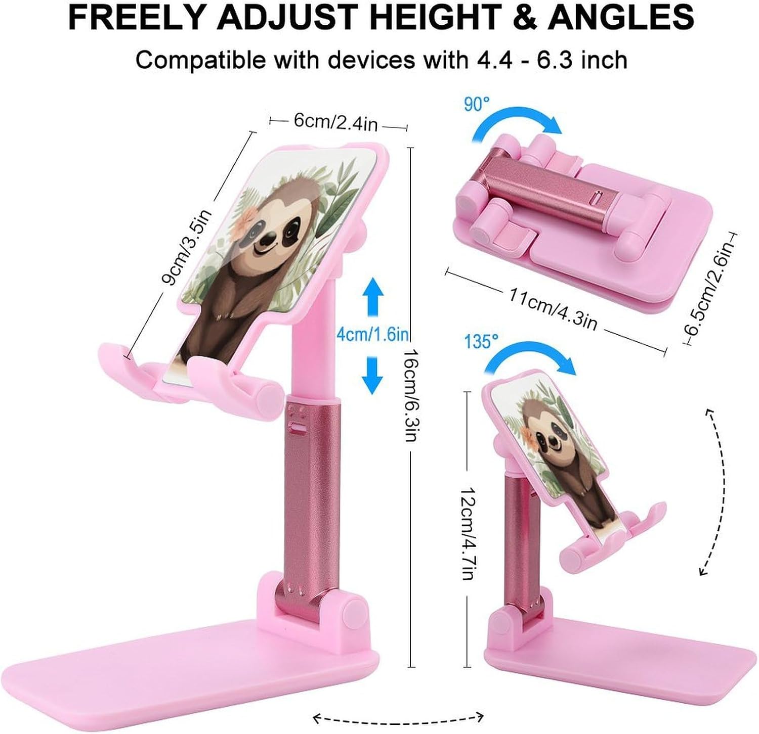 Cute Cartoon Sloth Phone Stand Portable Travel, Phone Holder for Desk Compatible with iPhone 17/16/15 Pro Max Air, Cell Phone Stand Adjustable Office Accessories image 2