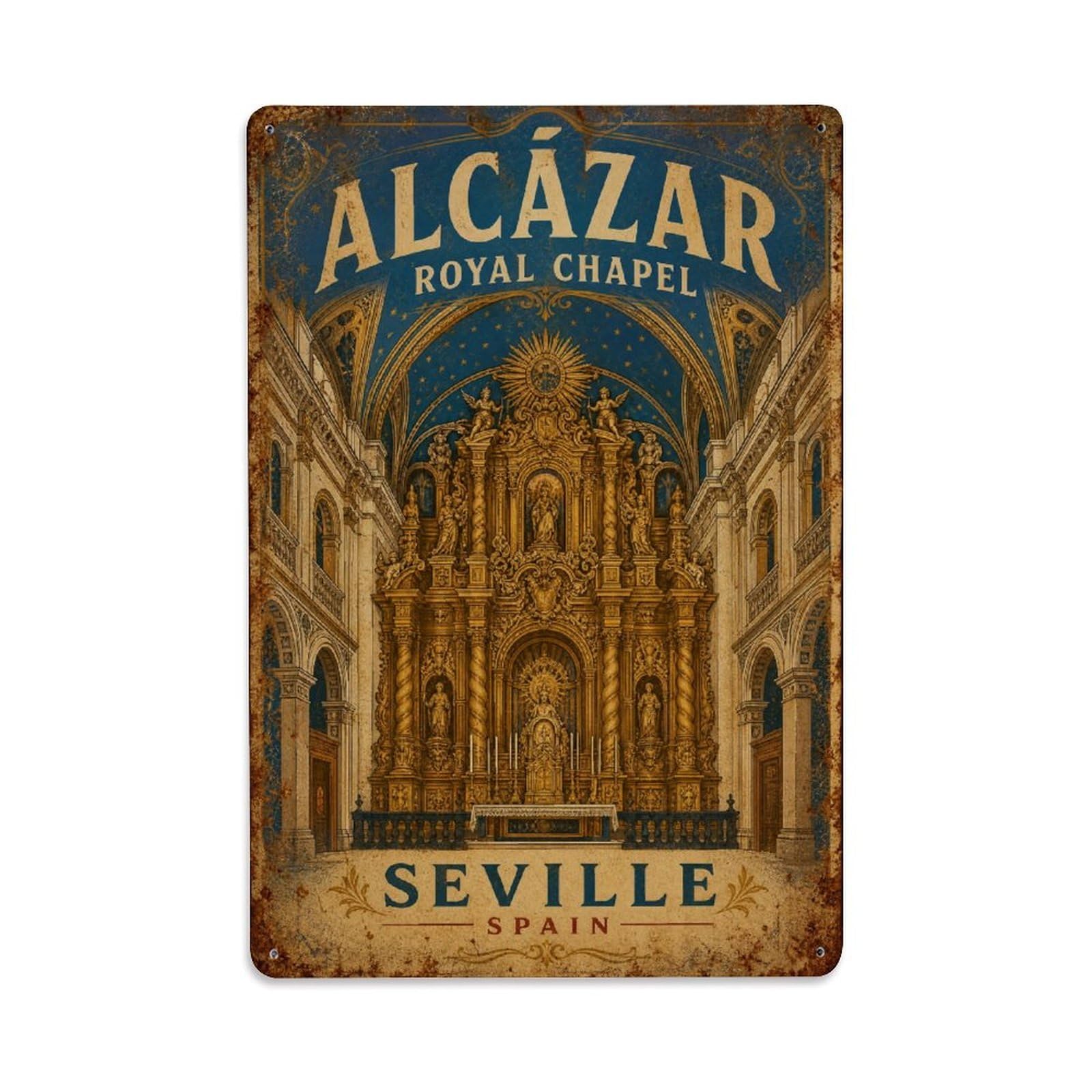 Metal Tin Sign Spain Vintage Travel Alcazar
