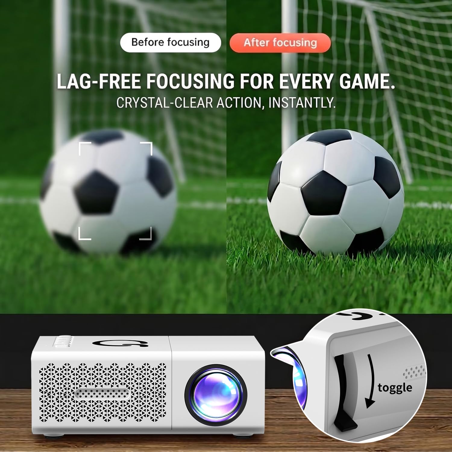 Proiettore portatile in miniatura nativo 240P, supporta 1080p, Home Theater Full HD, altoparlante integrato, compatibile con telefono/scrivania/computer/USB, adatto per esterni/ufficio/salotto