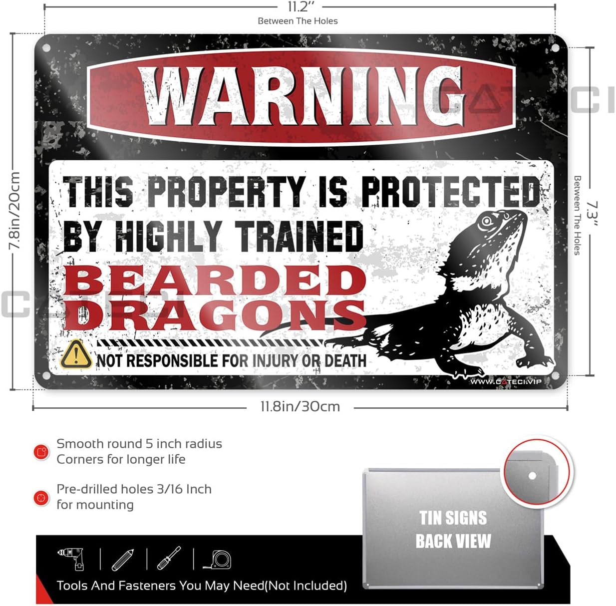 "Warning This Property is Prote..." 12x16in Metal Sign - Funny Decor image 3