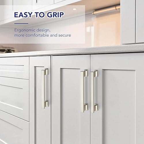 Miniatura 5 de Ravinte Hardware Paquete de 10 tiradores de gabinete, centro de agujero de 5 pulgadas (5.039 in), manijas de níquel cepillado satinado para cajones