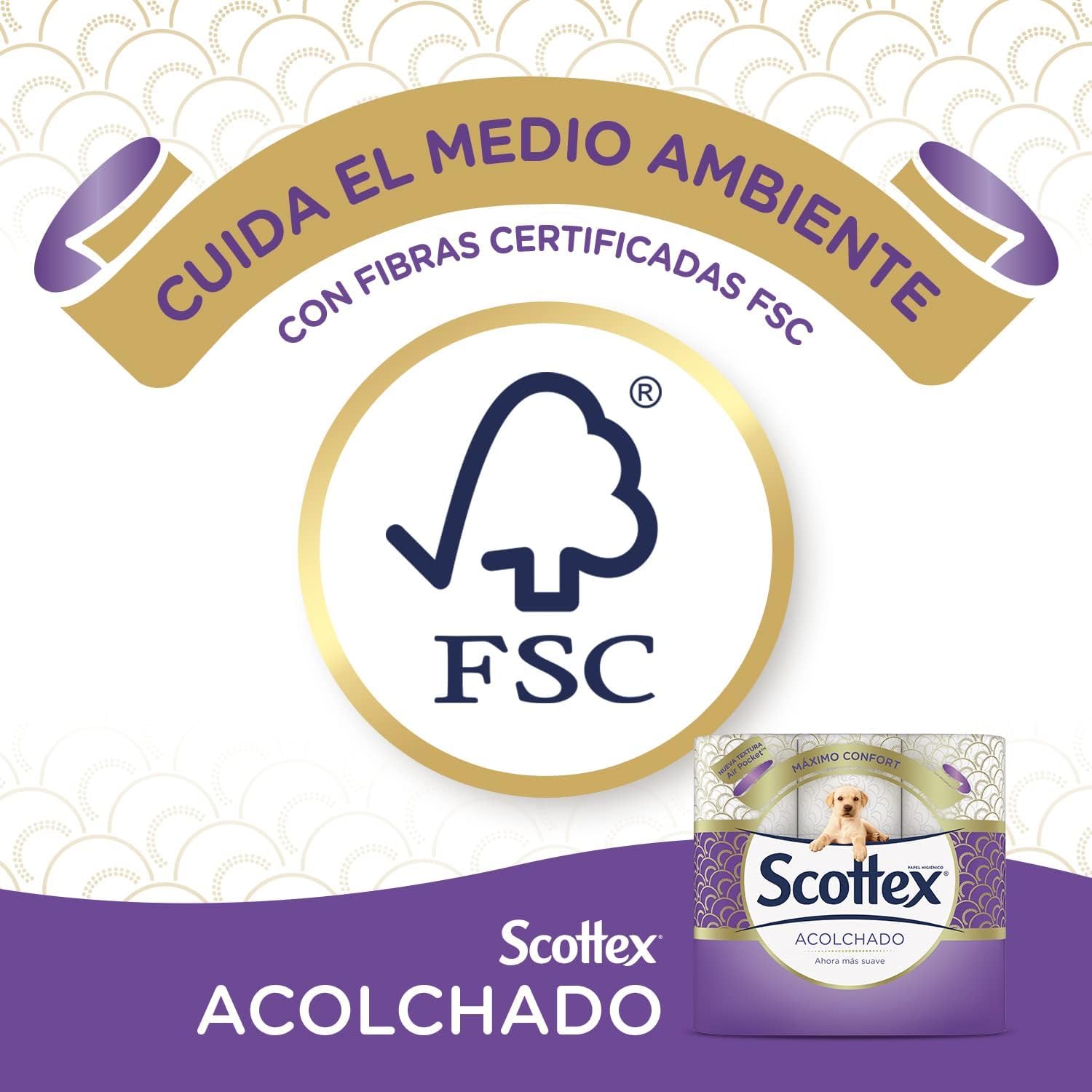 Scottex® - Papel higiénico acolchado de 18 rollos, ultra cómodo y suave, embalaje 100% reciclable