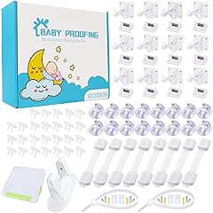 66 Pack Baby Proofing Kit | 12 Hidden Cabinet Drawer Locks, 8 Adjustable Latches, 26 Outlet Covers, 16 Corner Guards, 2 Anti Tip Furniture Anchors Kit, 1 Sliding Door Lock & 1 Door Lever Lock