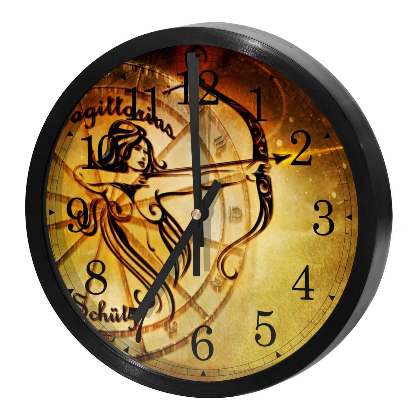 Horloge murale silencieuse à quartz ronde avec motif astrologie zodiaque pour cuisine et bureau