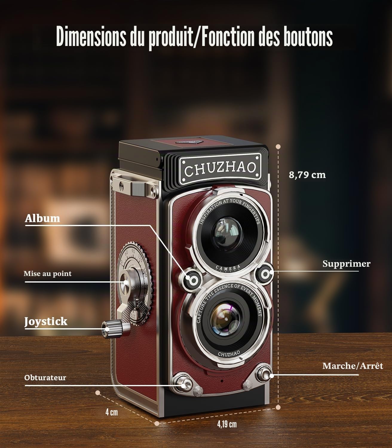 Mini Appareil Photo rétro Vintage 12 MP 1080P FHD Appareil Photo numérique TLR Mise au Point Automatique avec Carte mémoire 16 Go Appareil Photo Compact Portable pour Enfants, Adolescents, étudiants