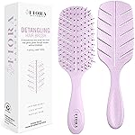 Detangler Brush by Fiora Naturals - 100% Bio-Friendly Detangling brush w/Ultra-Soft Bristles - Glide Through Tangles with Ease - For Curly, Fine, Black Natural, Women, Men, Kids - Dry and Wet Hair