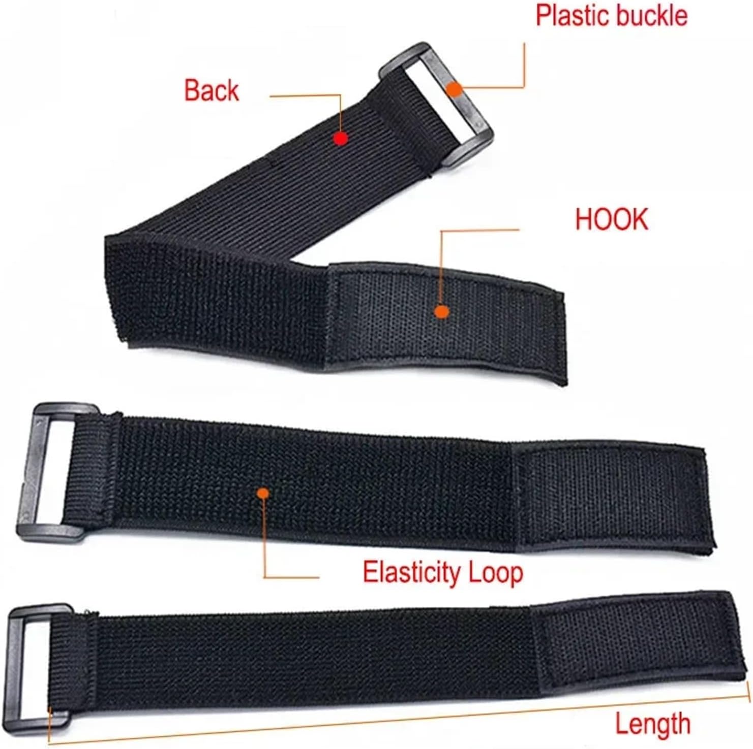 Hook and Loop Straps 50PCS Elastic Reverse Buckle Nylon Magic Elastic Band Hook Loop Cable Straps Fastener Tape Sticky Hook Adhesive(50x400MM)