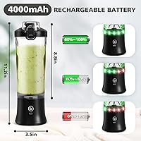 Vista 8 de Licuadora Portátil con Estuche de Transporte Aislado y Libro de Recetas - Licuadora Personal Recargable USB-C de 20 OZ para Batidos y Bebidas