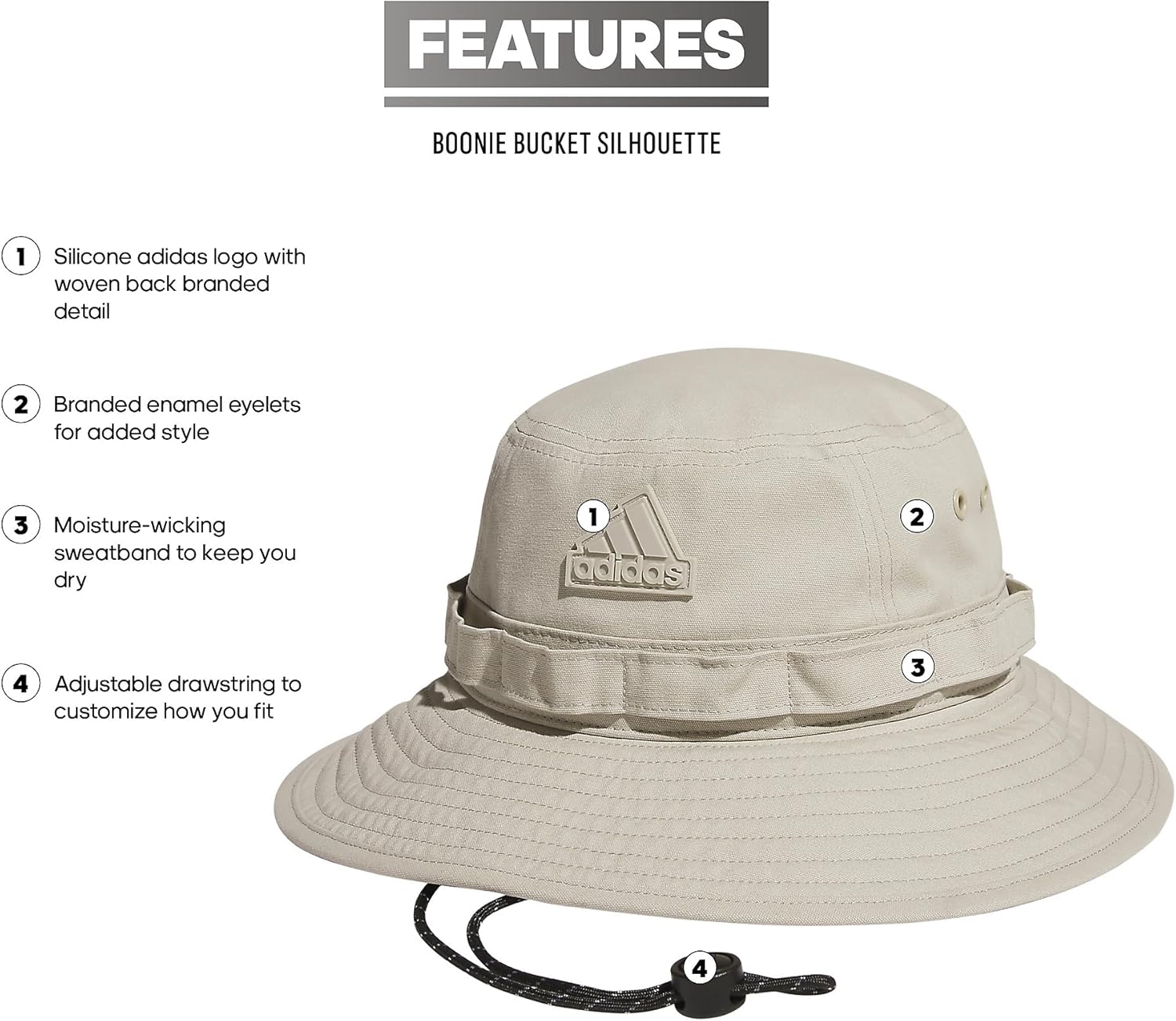adidas Men's Parkview Boonie Bucket Hat with Adjustable Drawstring - Image 2