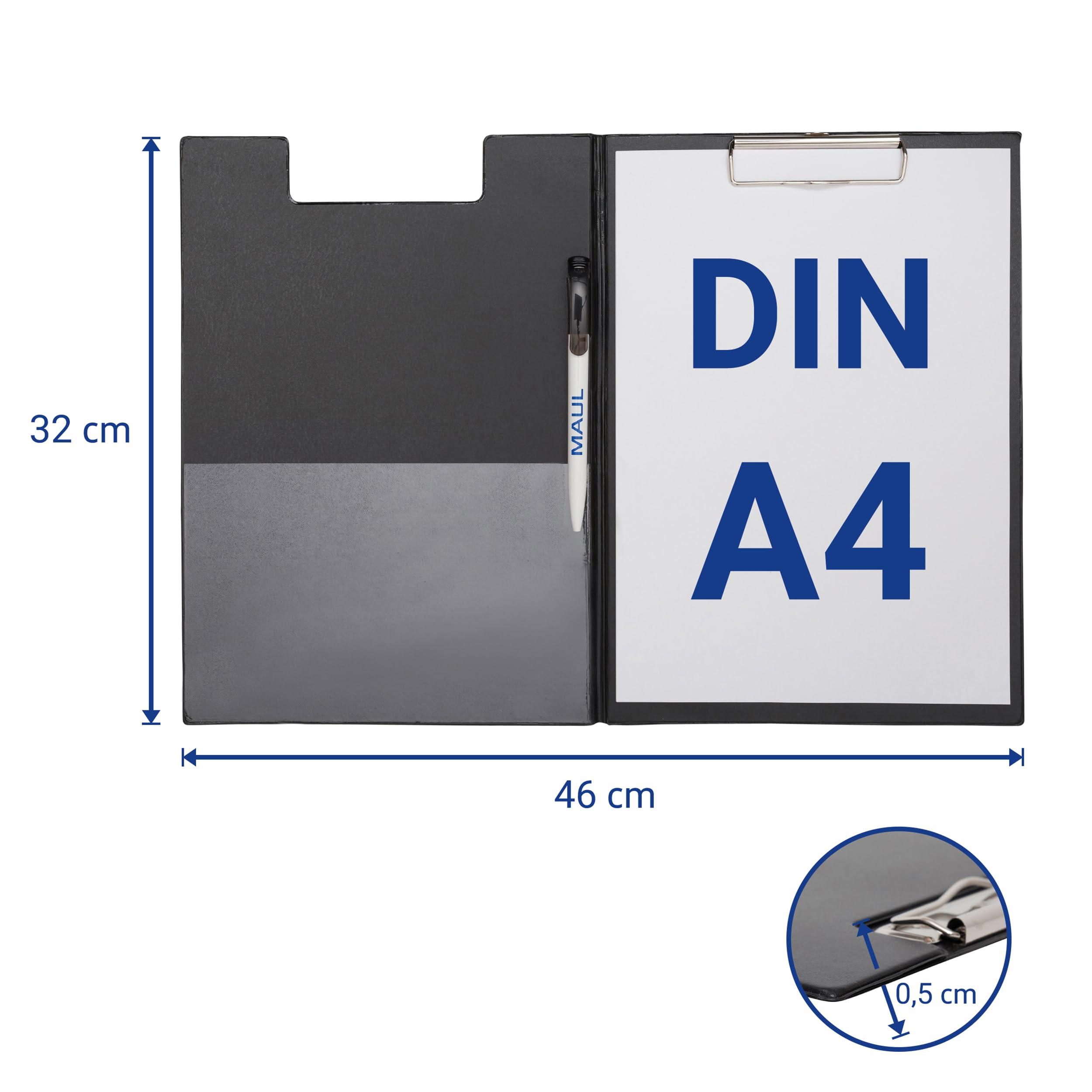 MAUL Porte-Bloc A4 Rose Avec Revêtement Film - Pochette Intérieure Et Pince Puissante - Idéal Usage Mobile