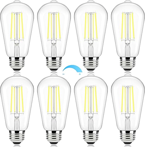 Miniatura 9 de Brightever Paquete de 6 bombillas LED regulables equivalentes a 60 W, bombillas Edison vintage, 2700 K blanco cálido ST58 7 W, bombilla LED súper