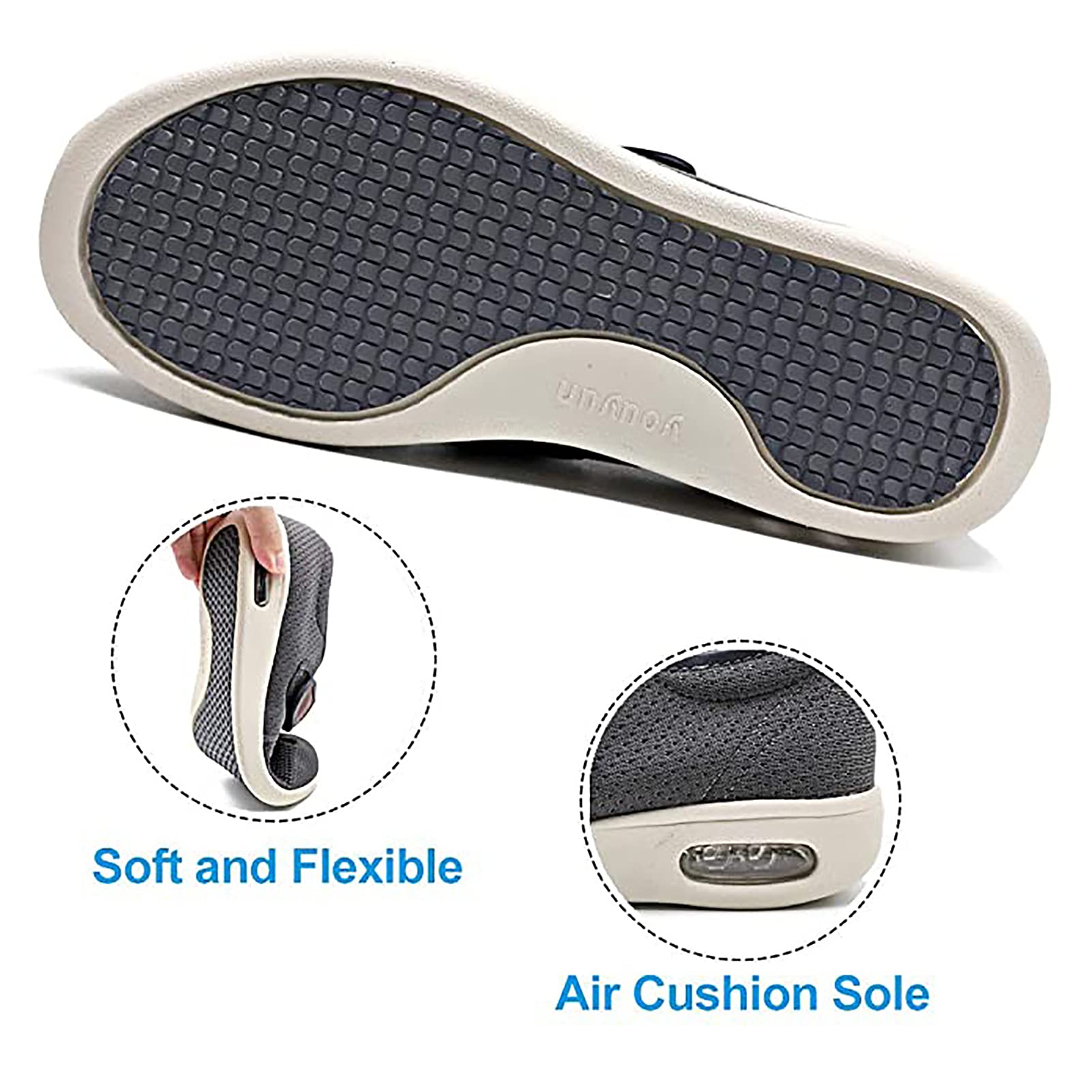 Zapatillas Para Diabéticos Calzado Hinchado Por Artritis, Zapatos Para Ancianos Ajustables Para Hombres, Pies Hinchados Y Zapatillas De Deporte Transpirables, Muy Ancho Zapatillas,D,40