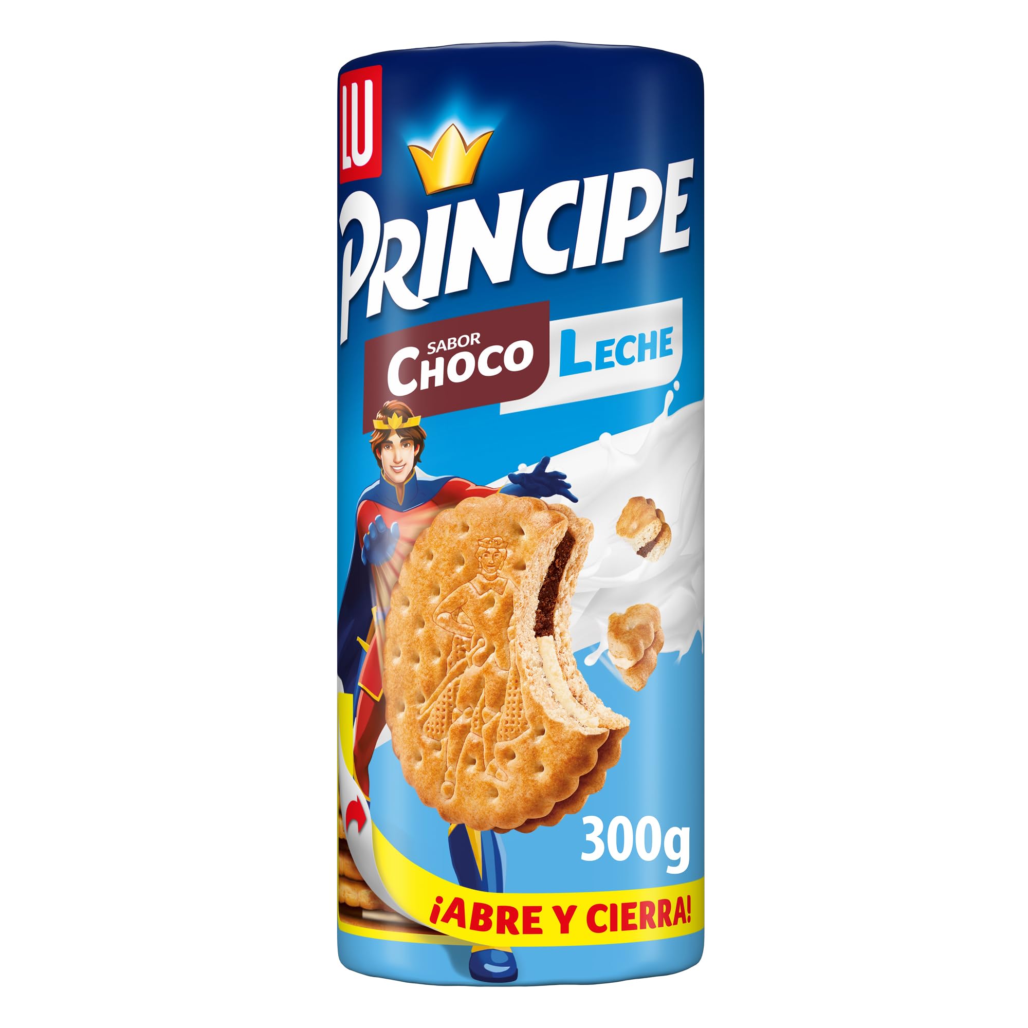 Príncipe Choco Leche, Galletas Sándwich Relleno de Crema de Chocolate con Leche, Pack de 24 x 300 g
