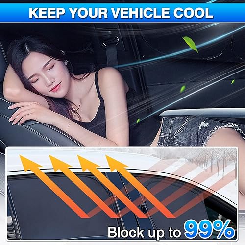Miniatura 4 de T TGBROS Parasol para parabrisas para Toyota RAV4 2019-2024 2025, protectores de ventana de coche, espesor, bloquean rayos UV y privacidad,