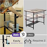 Vista 4 de Sunix Mesa de rompecabezas de 1500 piezas con patas, tablero de rompecabezas de altura ajustable de 36 x 26 pulgadas con cubierta y 6 bandejas