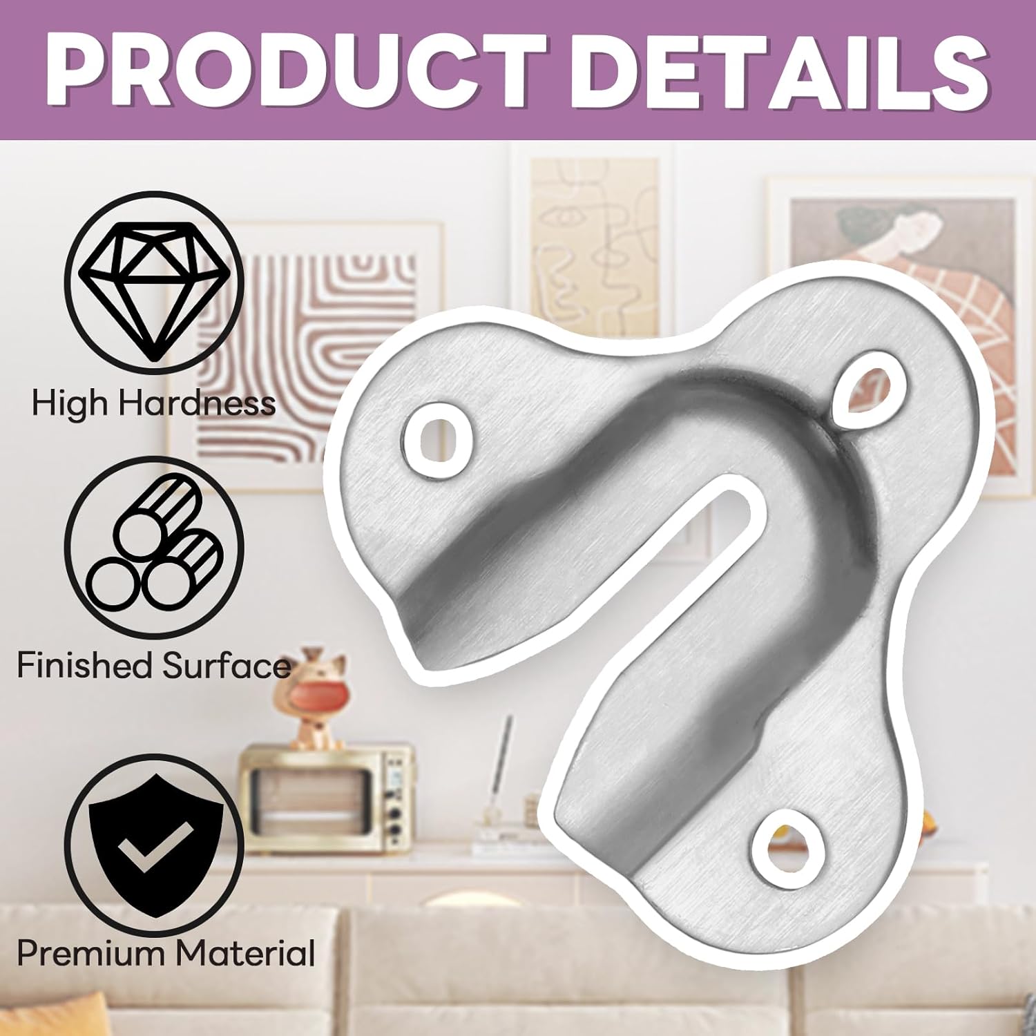 Murtenze 20PCS Brushed Silver Keyhole Hangers Buckle Type Picture Hanger, Single Keyhole Hanging Plate Mirror Picture Frame Hangers Kit for Wall Mounting Coat Rack, Mug, Wooden Board