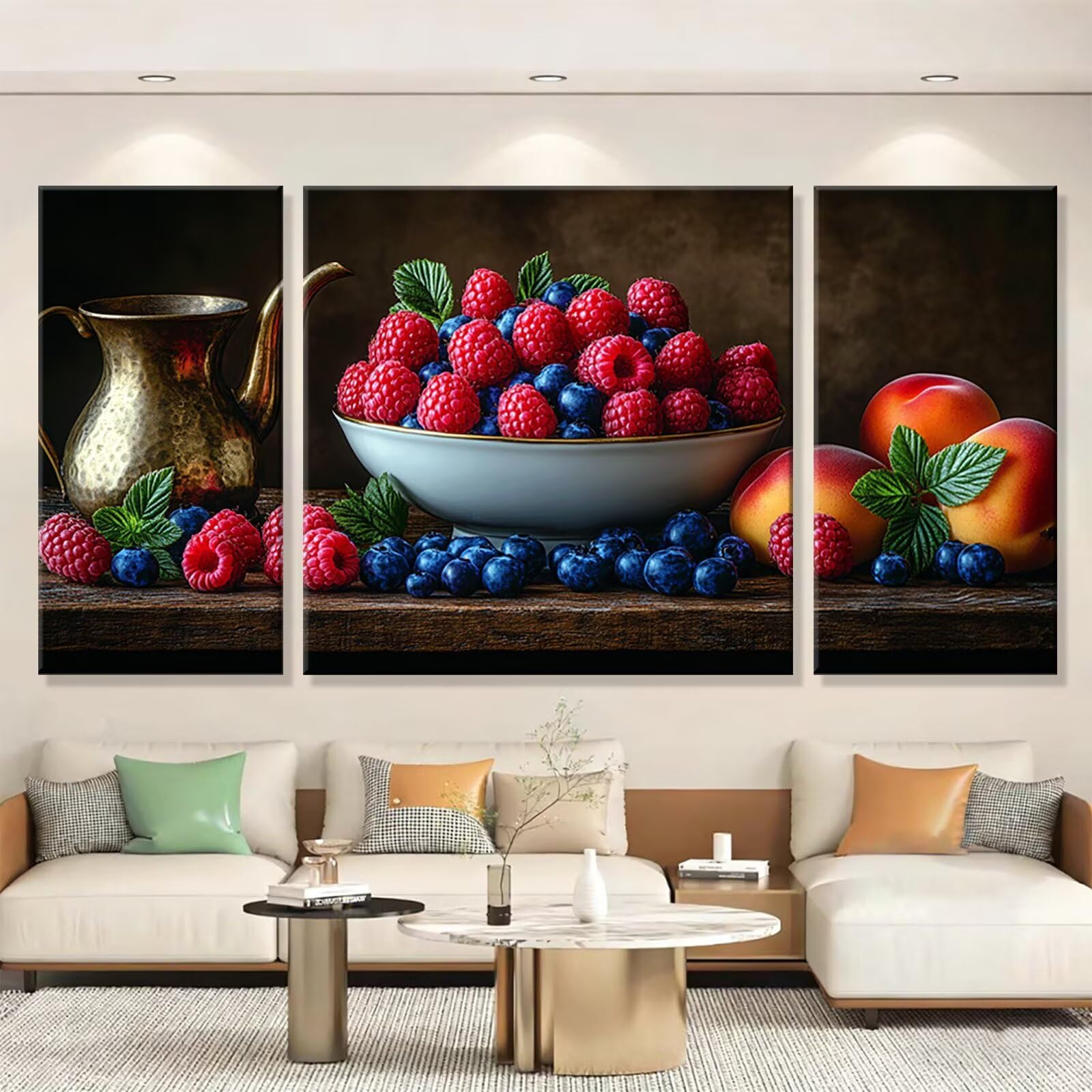 3 Pezzi Dipingere con i Numeri adulti, Paint by Numbers Frutta Pianta, Kit Lavoretti Creativi, Kit di Pittura Acrilica Fai-da-Te, con 3- Pennello, Decorazioni Casa 70x140cm (Senza Cornice) y1s-770