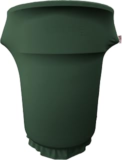 LA Linen Stretch Spandex Fitted Trash Can Cover for 55 Gallon on Wheels, Bin Waste Container Cover, Outdoor Indoor Patio Backyard Decor, Hunter Green