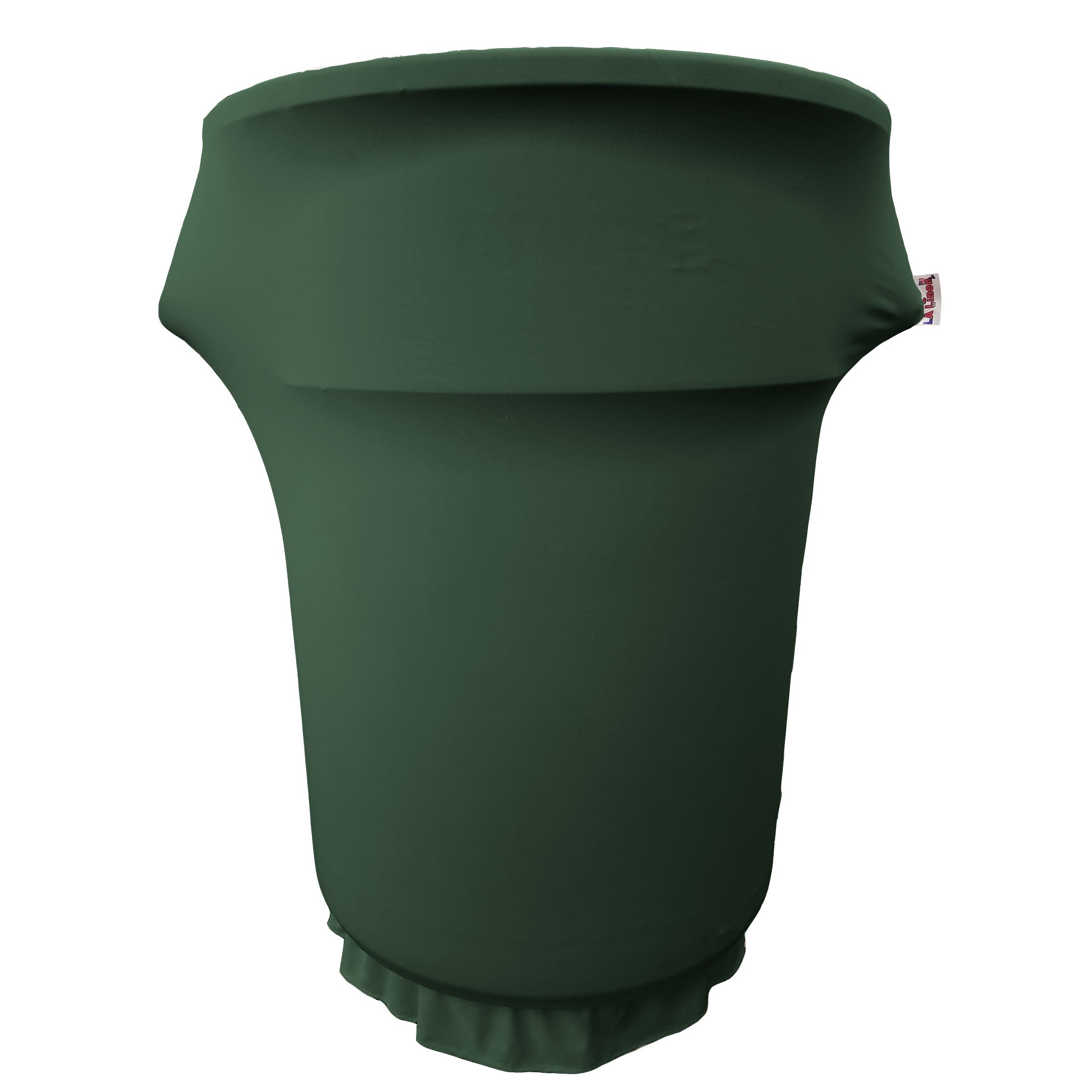 LA Linen Stretch Spandex Fitted Trash Can Cover for 55 Gallon on Wheels, Bin Waste Container Cover, Outdoor Indoor Patio Backyard Decor, Hunter Green