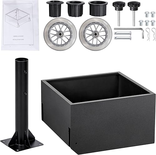 Miniatura 9 de DorBuphan Base de sombrilla portátil de capacidad de 150 libras, base de sombrilla de patio resistente con maceta y ruedas rellenables, soporte de