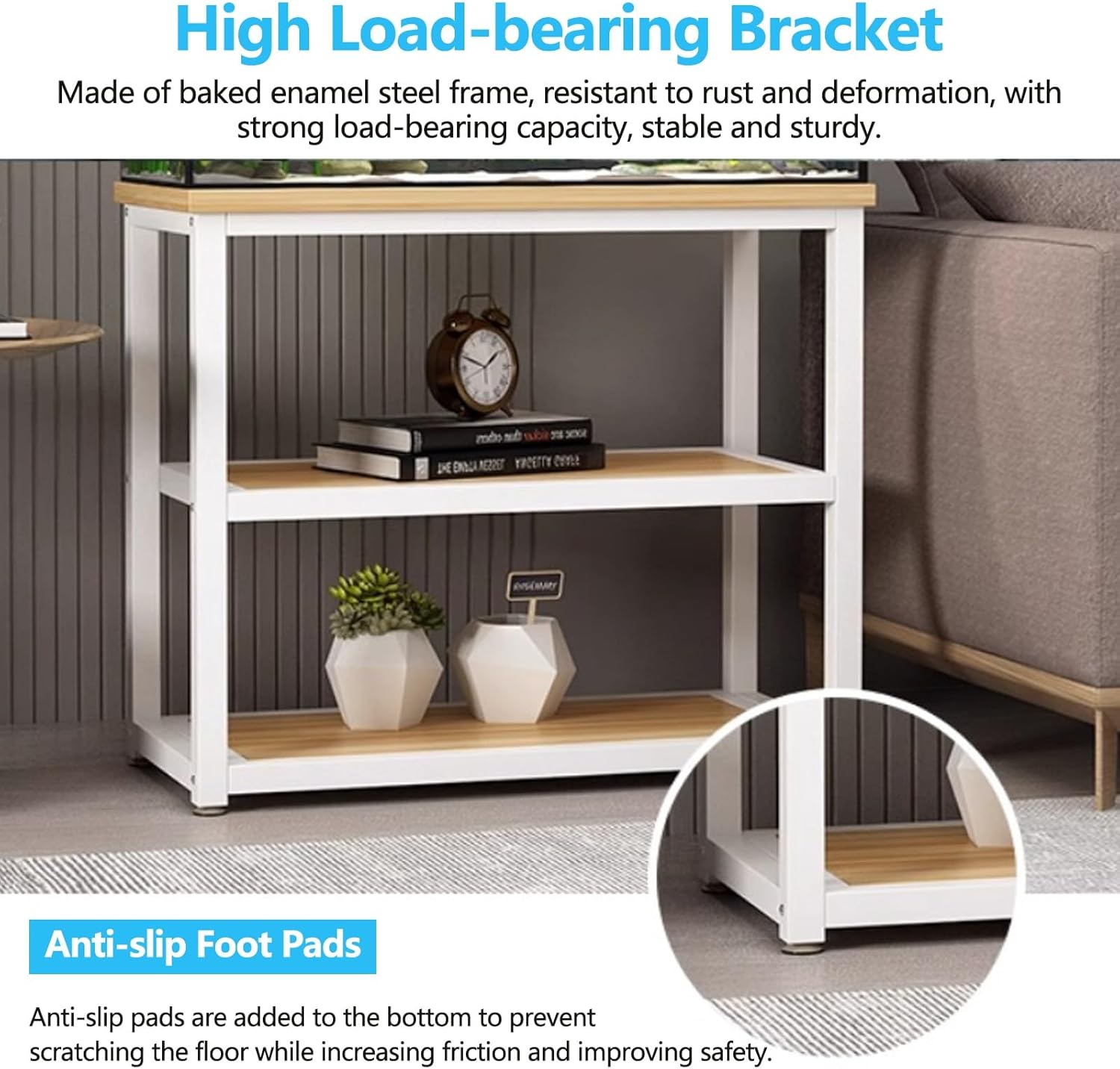Sturdy 27.6" Tall Tropical Fish Tank Stand Cabinet - Heavy-Duty Steel Frame, Perfect for Home, Office, Bedroom, Versatile Terrarium Holder & Storage Rack