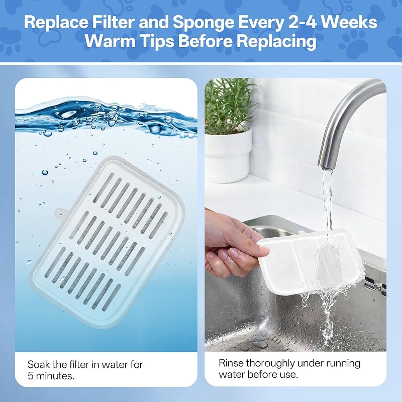 Set 10 filtre de schimb pentru fântâna de apă pentru pisici Feriva, compatibile cu dozatorul de apă fără fir Everweet MAX cu sistem de filtrare multiplă