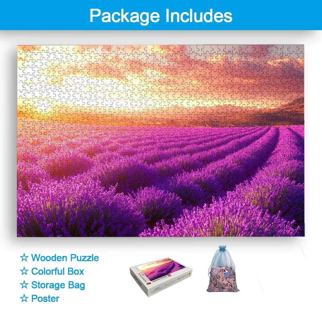 Puzzle 1000 Piezas, Puzzle Lavanda de Madera para Adultos, Regalos -2358