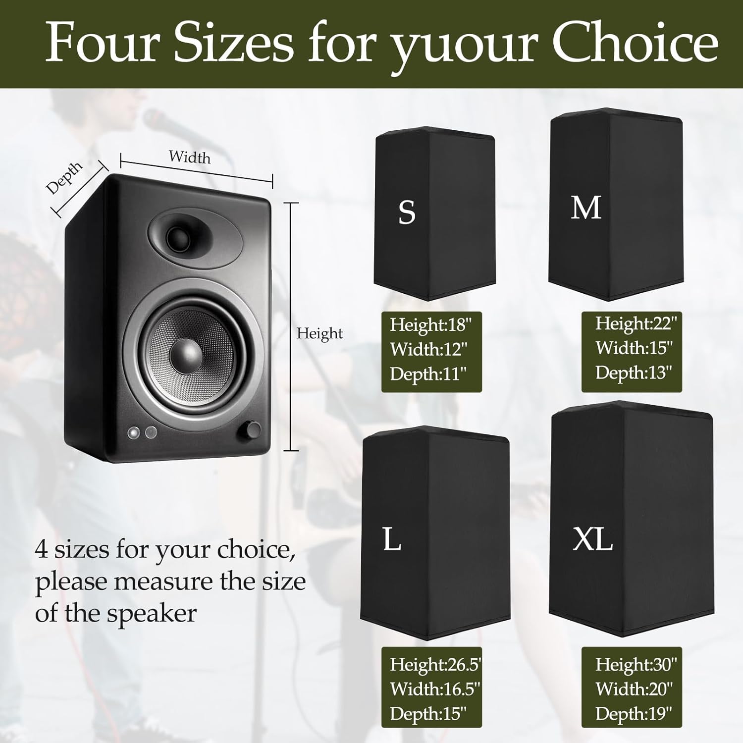 Protective Speaker Cover Dust-Proof Audio Equipment Shield Upright Speaker Bag for Outdoor, Multiple Sizes, Black(15 * 16.5 * 26.5inch) - Image 5