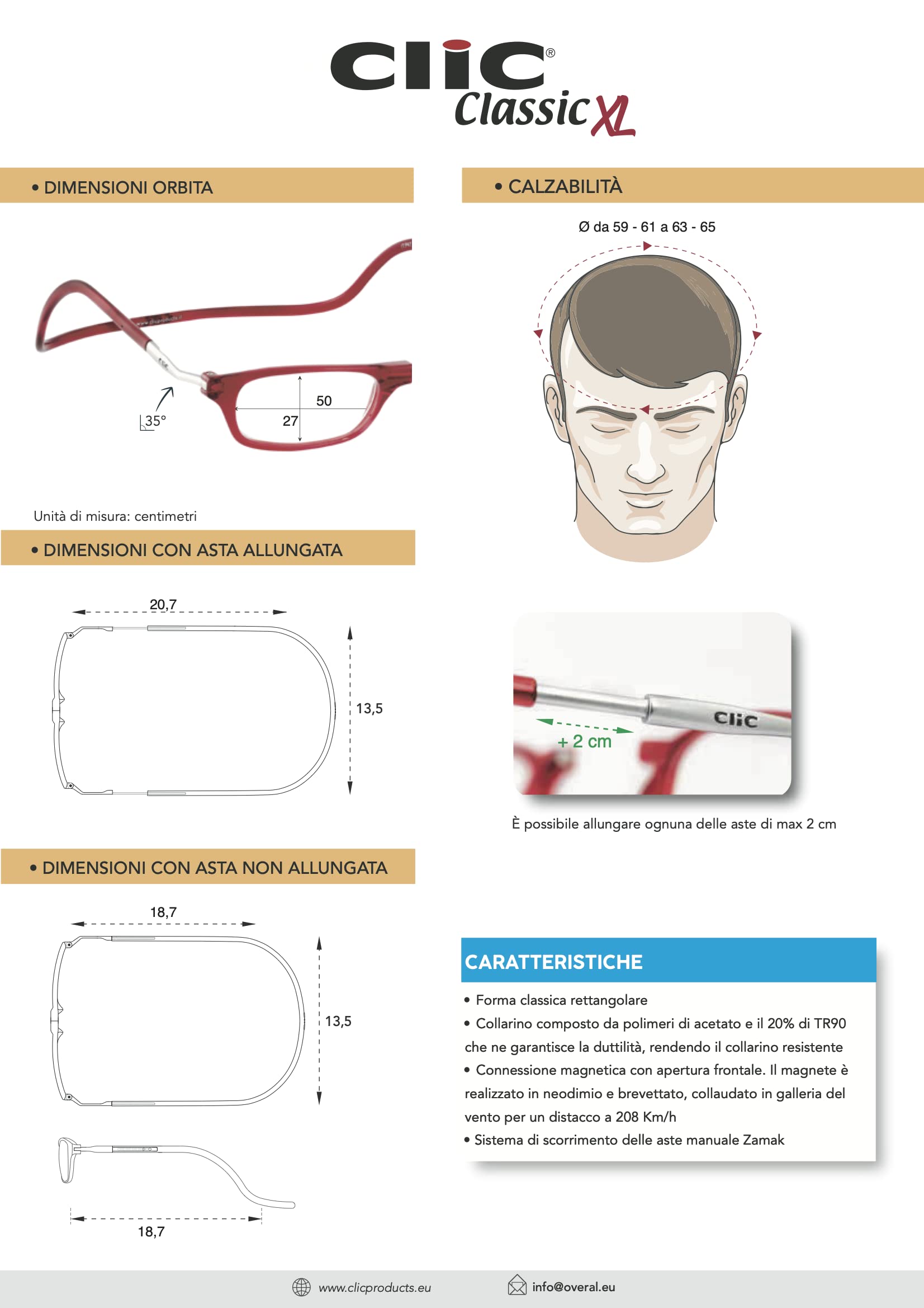 CliC Eyewear Occhiali da lettura uomo XL | Occhiali da lettura con calamita | Occhiali lettura in poliammide TR90 | Occhiali monofocali flessibili