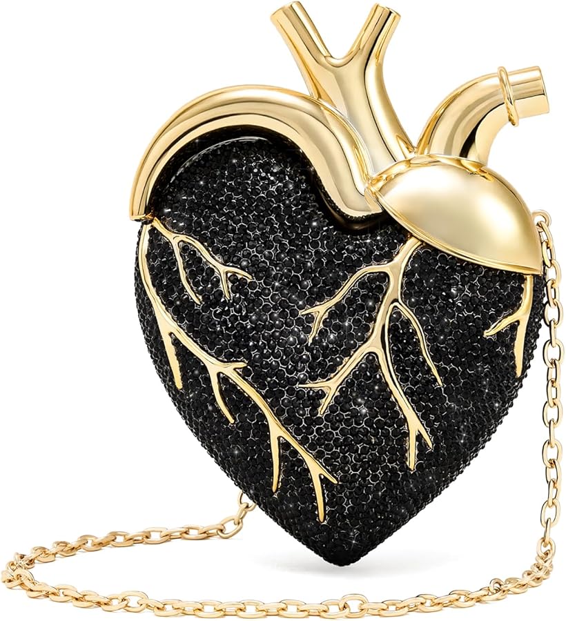 JW PEI Women's Maren Artificial Crystal Heart Shaped Bag - Black