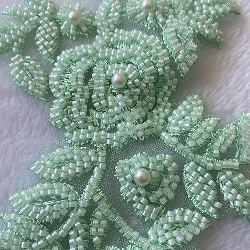 Vista 36 de PLune Apliques de encaje con cuentas, parches perfectos para vestidos de boda, accesorios de ropa, un par/bolsa, 5.5 x 12.9 pulgadas (blanco)