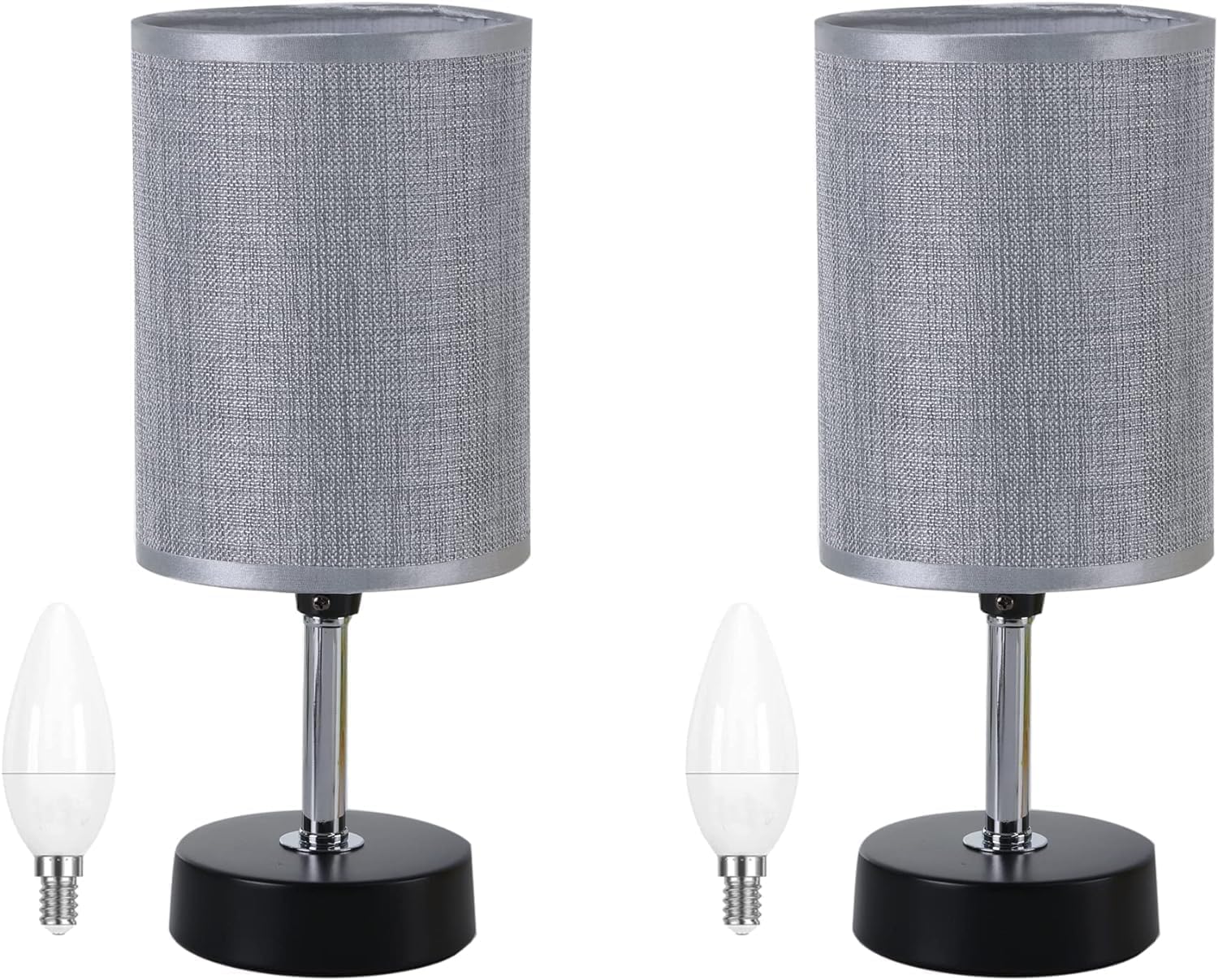 Bedside Lamps Set of 2, Touch Control Table Lamps,Ambient Light,Fabric ...