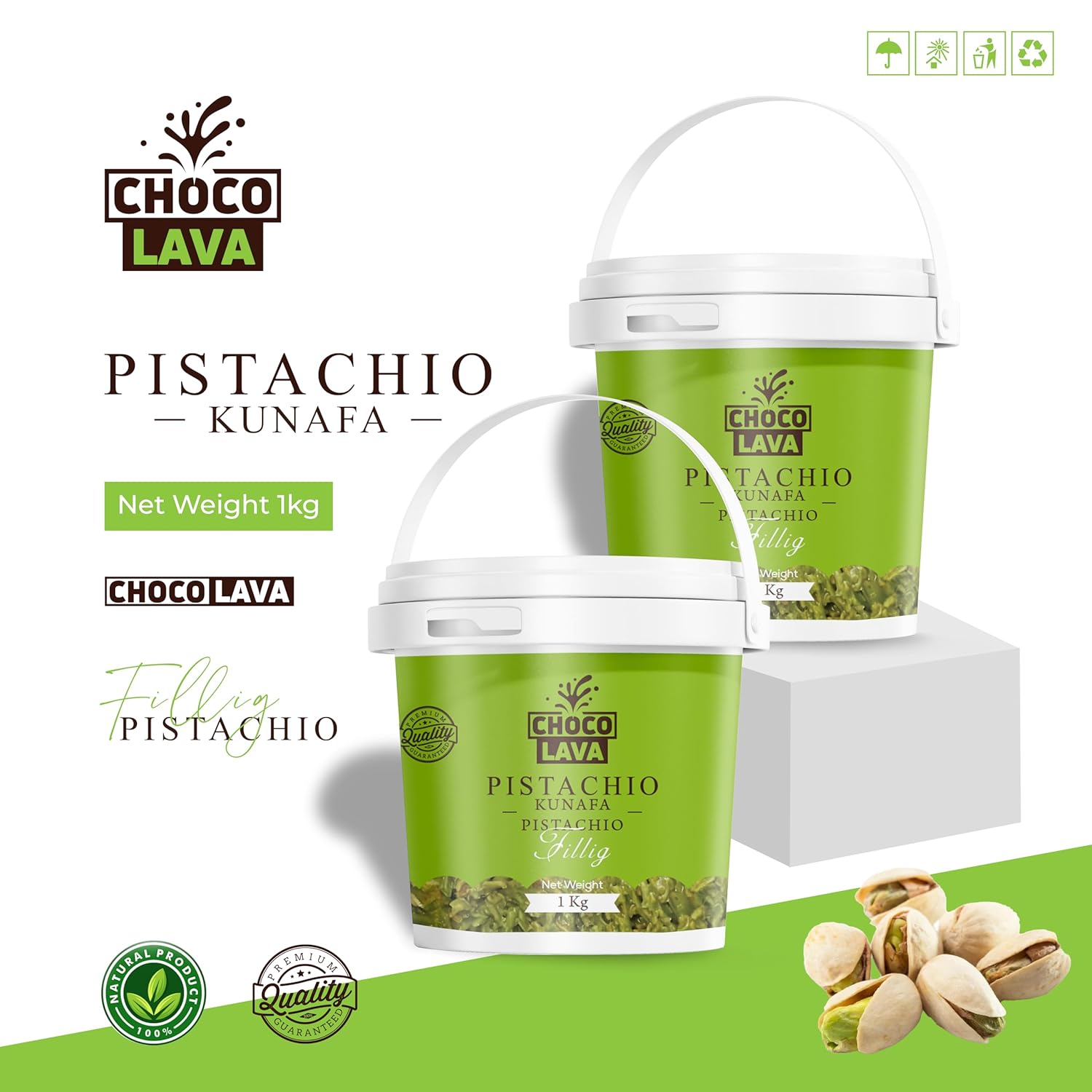 Premium Pistachio Kunafa Filling (1Kg) 2.2lb