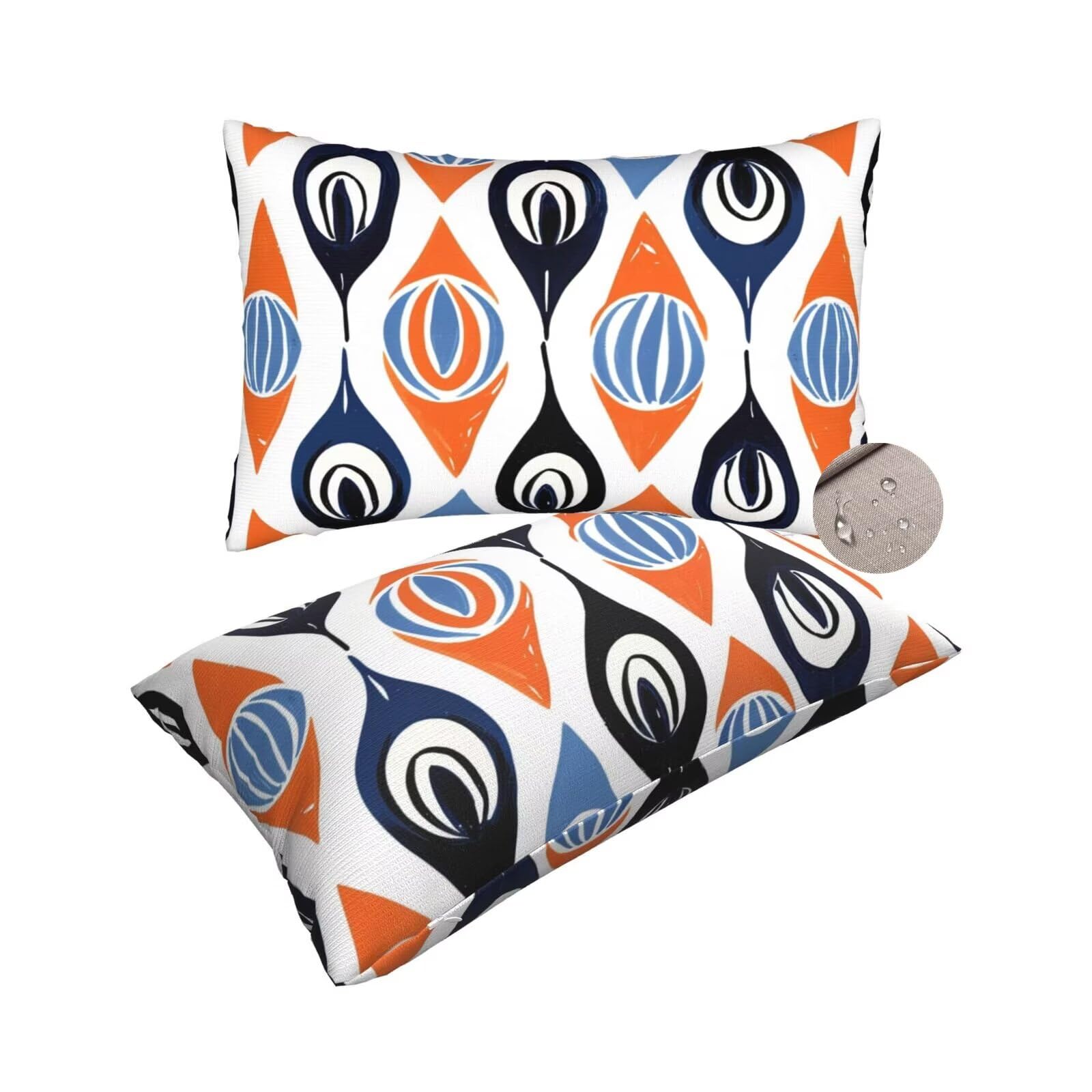 Housses de coussin extérieur imperméable 50x80 cm déperlantes et résistantes au soleil patio
