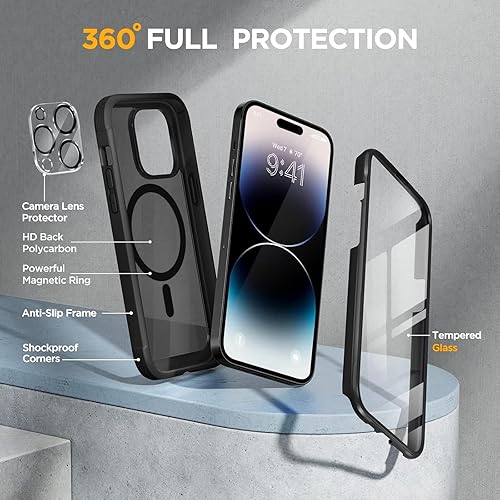 Miniatura 113 de Miracase Glass Series - Funda para iPhone 11 de 6.1 pulgadas, funda resistente de cuerpo completo mejorado con protector de pantalla de vidrio Negro