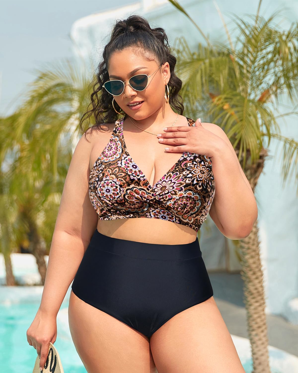 Yonique Women Plus Size Bikini Top Large Bust Swim Top Full Coverage Swimsuit Sport Bra Bathing Suit - Image 3