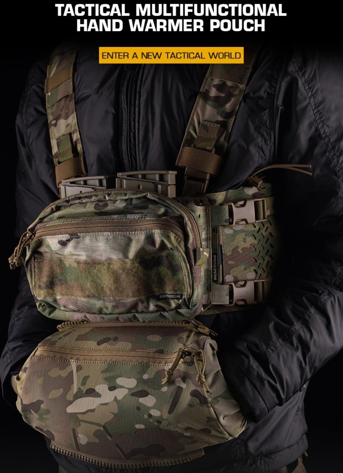 Peminkoo Marsupio tattico da Caccia Multifunzionale scaldamani Campeggio Escursionismo Accessori da Viaggio Cerniera Attrezzatura Sportiva all'aperto