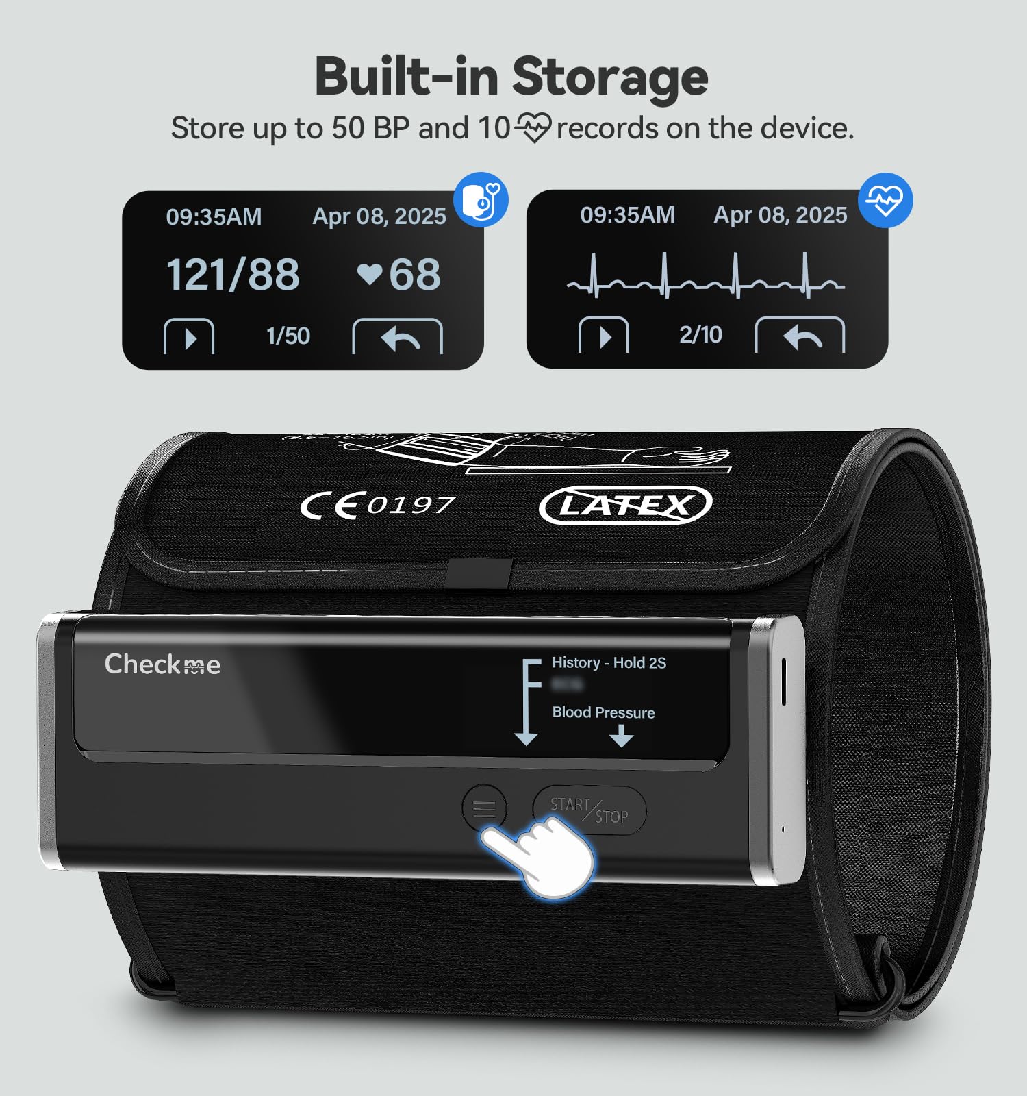 Checkme WiFi Blood Pressure Monitor for Home Use, Bluetooth Automatic Arm Cuff, Smart Digital BP Machine, Wireless Portable USB Rechargeable with X3 Accuracy Function, Free APP for iOS & Android Black