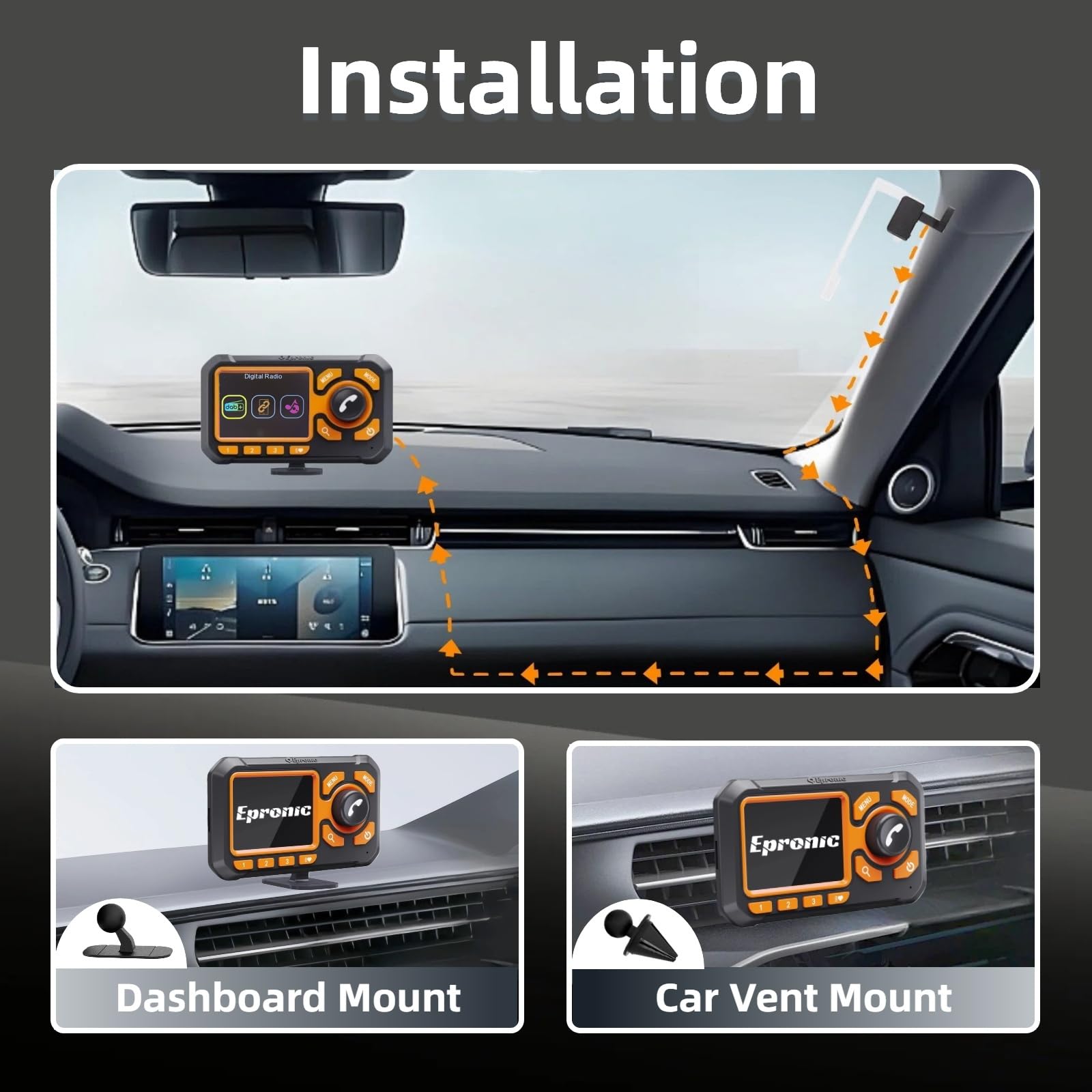 DAB Radio Adapter Plug & Play DAB Adapter für Autoradio mit Bluetooth Freisprecheinrichtung 2,4-Zoll LCD Display Tragbares DAB+ Digitalradio mit Aux-Out, TF Play FM Transmitter