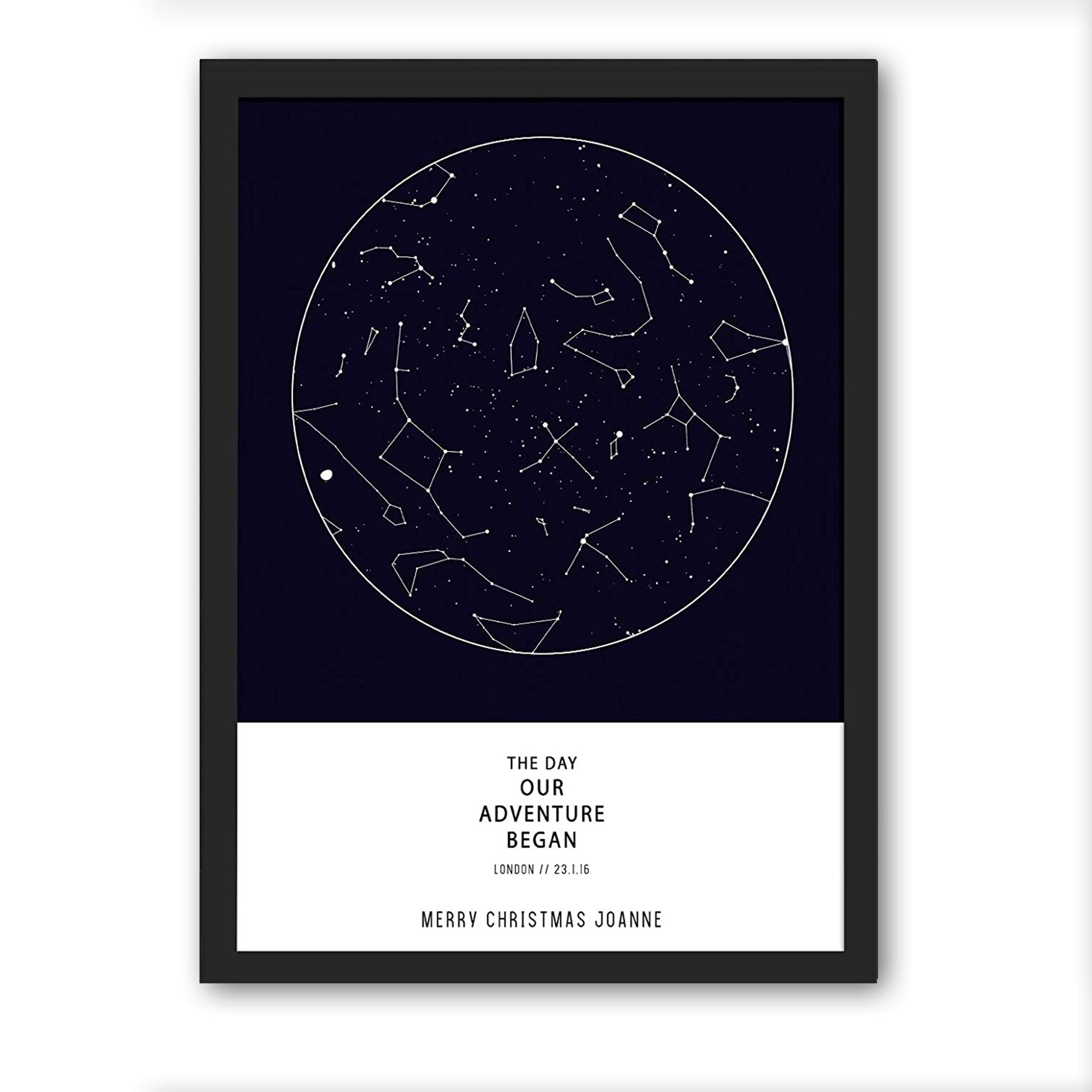 Forefrontdesigns Black Personalised Star Map Chart Astronomical Poster Print Framed/Unframed