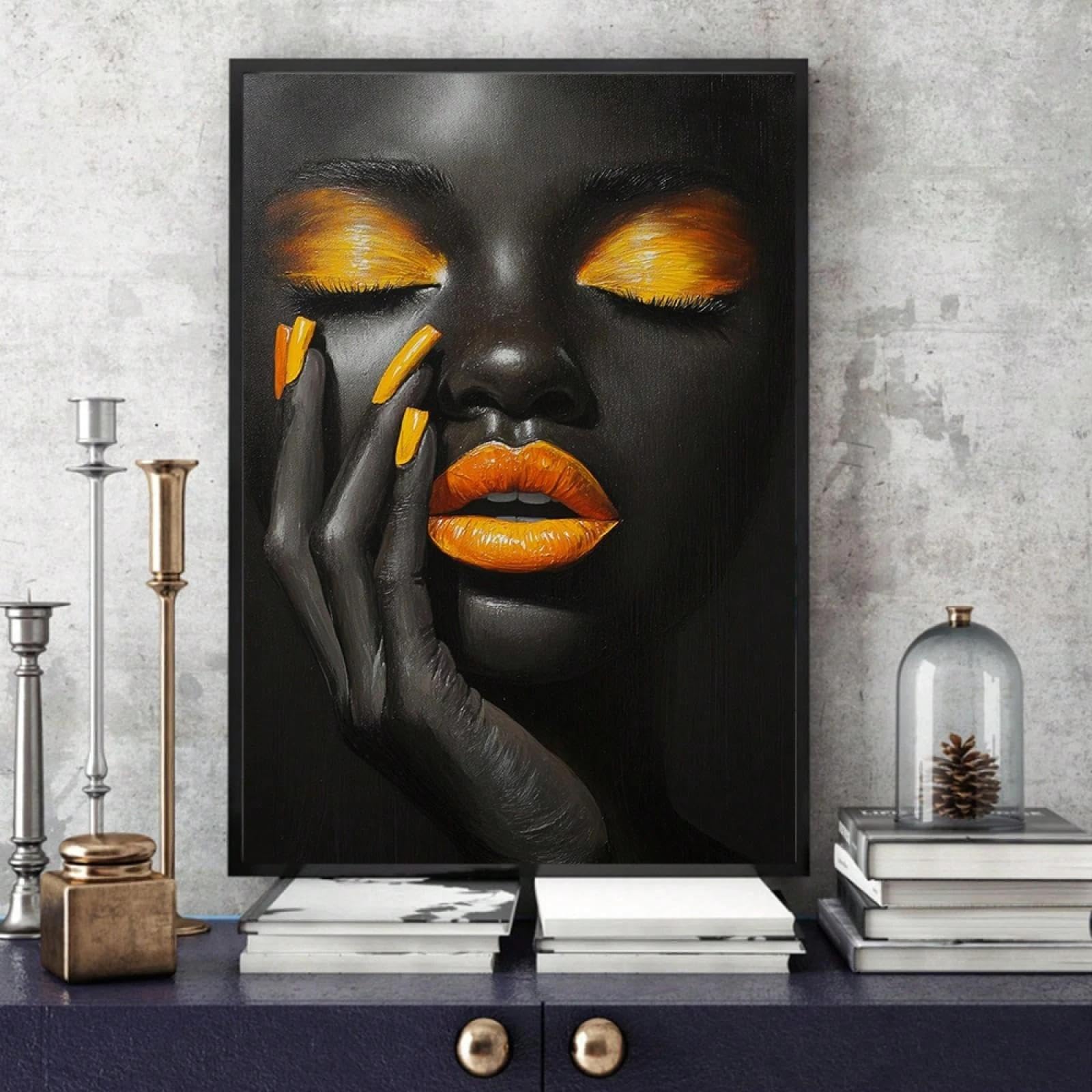 Afrykańska kobieta płótno sztuka ścienna kobieta drukuje plakaty obraz afryka dziewczyna obrazy do sypialni salonu wystrój domu 40 x 60 cm (16 x 24 cale) bez ramki