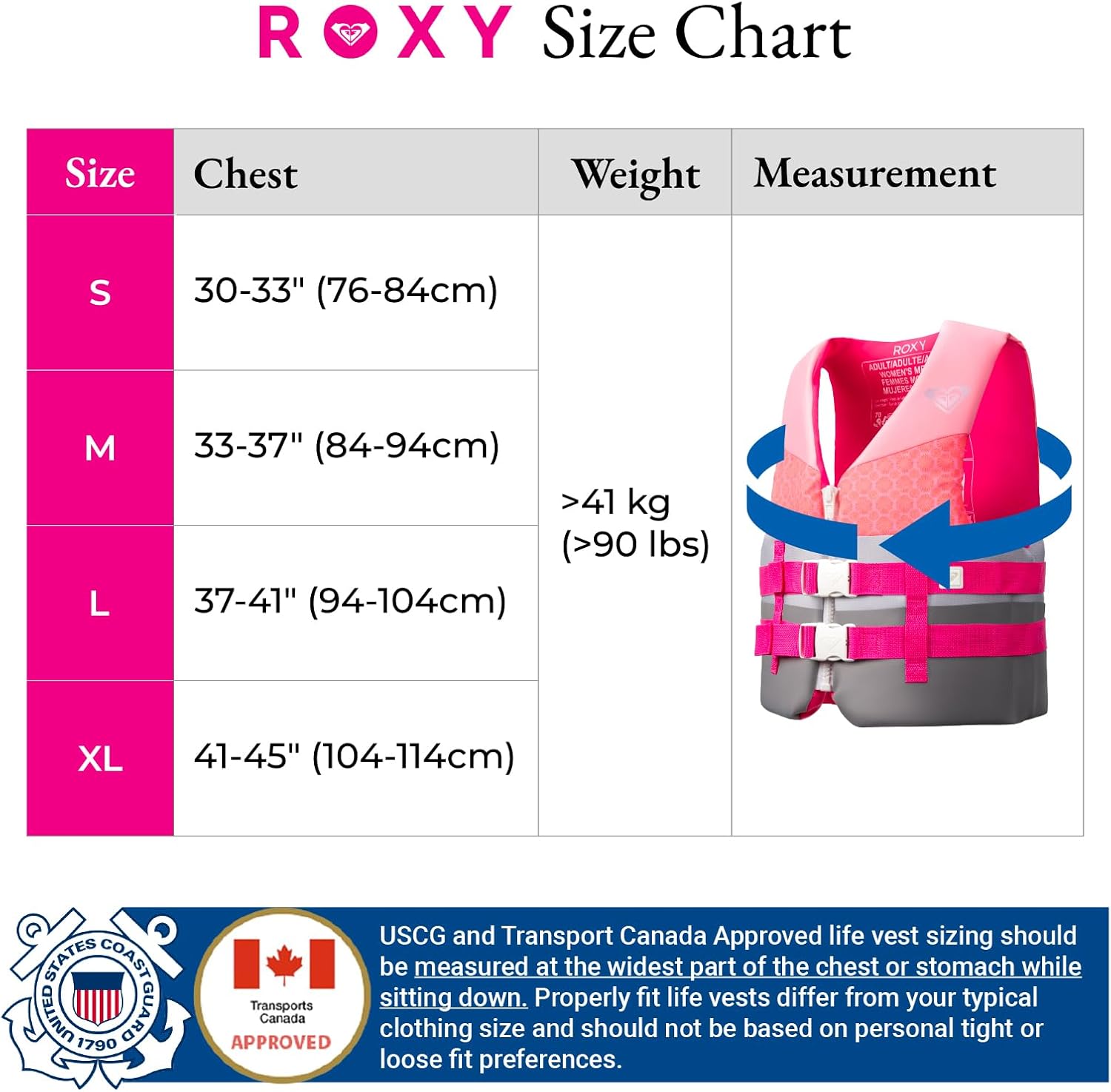 ROXY Women's Life Jacket, USCG Approved Type III PFD, Light-Weight EPE Foam Life Vest for Boating, Waterskiing, Fishing, Kayaking Rafting Watersports