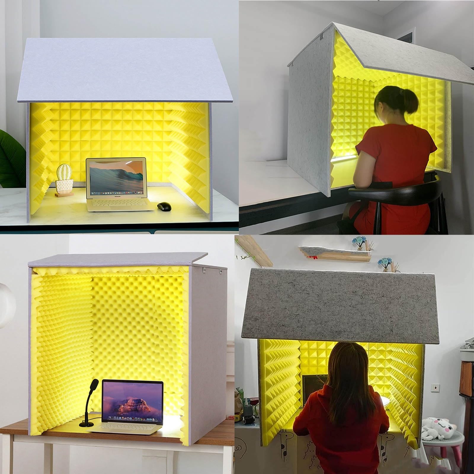 Studio di Registrazione Portatile, Cabina insonorizzata per Microfono, Copertura insonorizzata da Tavolo, Facile da Montare, ignifuga, 80x80x80 cm, Ideale per Musicisti e podcaster.