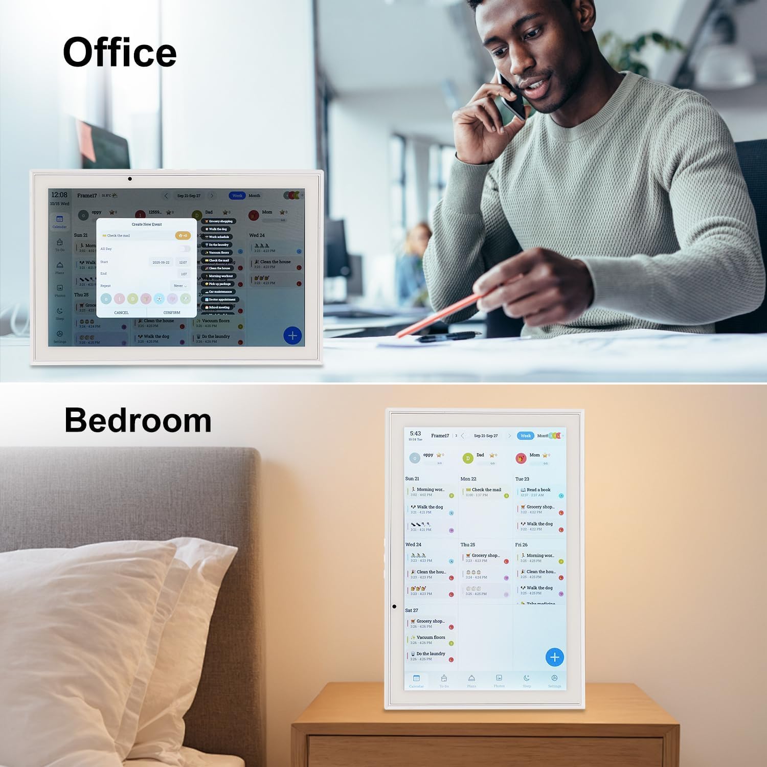 Digital Calendar 10.1'' WiFi Smart Family Calendar,Sync with Google, Apple & Outlook,Touchscreen Interactive Chore Chart & Cloud Photo Frame,Wall Mounted Family Command Center, Ideal Gift for Mom Dad (No Subscription Fees)